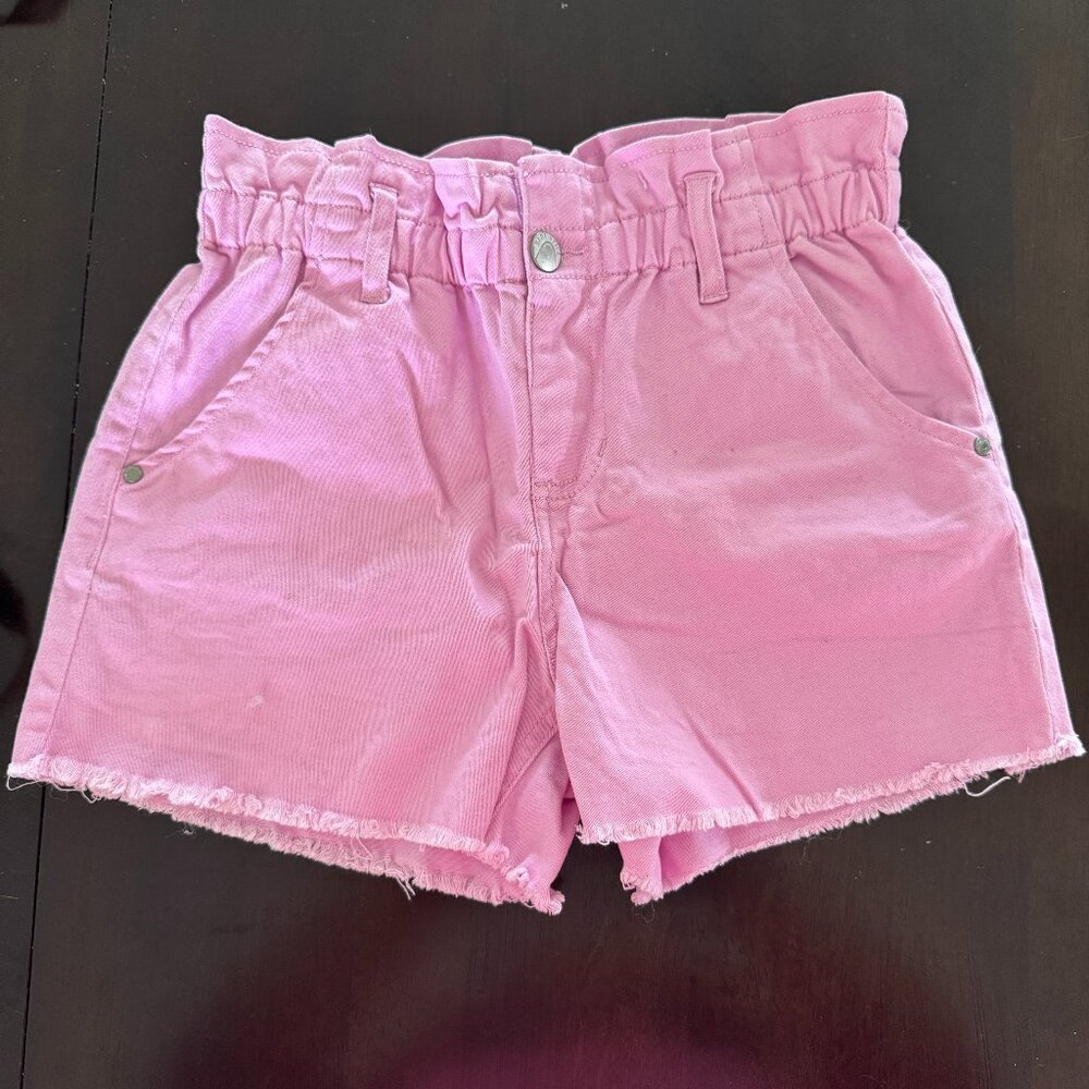 EUC Blue Spice Girls Pink Paper Bag Shorts Sz 12